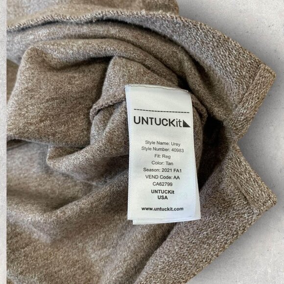 Untuckit Sweatshirt Men’s Size Large Tan Henley Casual Pullover - Picture 5 of 6